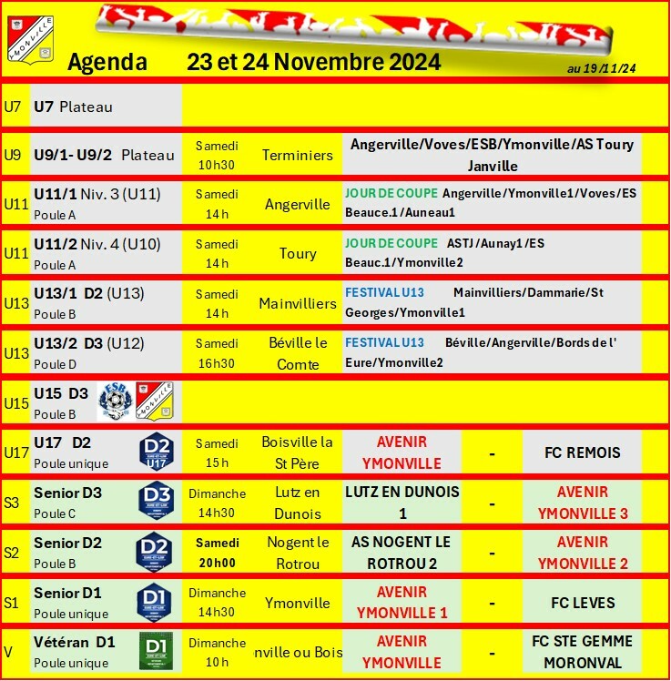 AGENDA 23 ET 24 NOVEMBRE