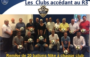 20 ballons personnalisés avez le logo du club offerts par la Ligue pour l'accession en R3