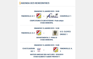 Agenda des 12 et 13 Janvier 2019, nos équipes et nos arbitres