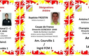 Désignation de nos arbitres club pour ce weekend!