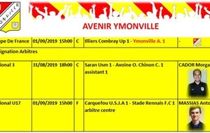 Agenda weekend équipes et arbitres du club