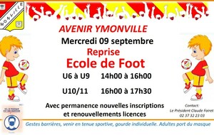 Reprise Ecole de Foot  le mercredi 09 septembre