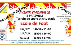 Ecole de Foot le mercredi 09 décembre à Prasville- Gestes barrières