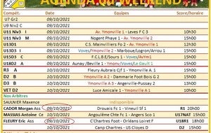 AGENDA Weekend 09 et 10 Octobre 2021 (avec calendrier à jour)