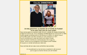 Hommage à Claude ZIMMERMAN, entraineur emblématique de l'Avenir d'Ymonville