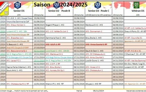 Calendrier Senior Vétéran au 05/11/2024